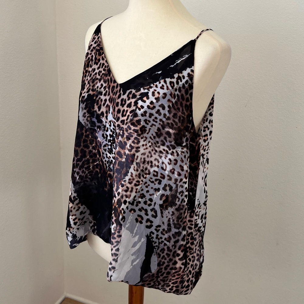 Bebe Original Woven Open Back Strap Tank Top